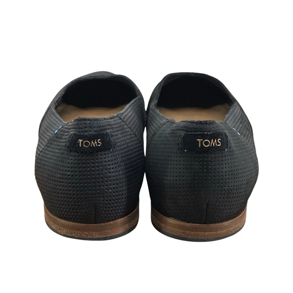 TOMS Julie Perforated Black Suede Ballet Flats women's Size 9.5